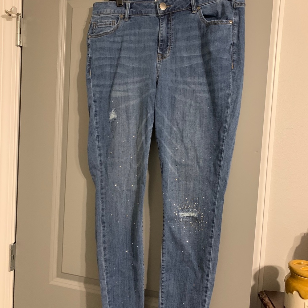 mid rise studded jeans